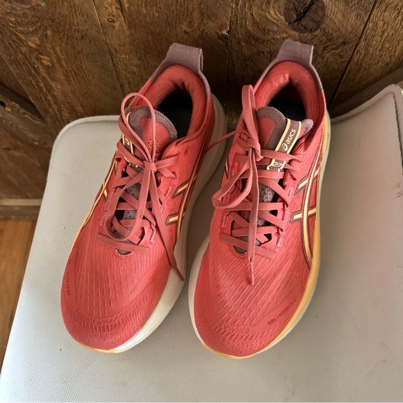 Asics Gel-Nimbus 27 Dark Pink Clay Orange glow running sneakers 8.5 - Picture 3 of 15